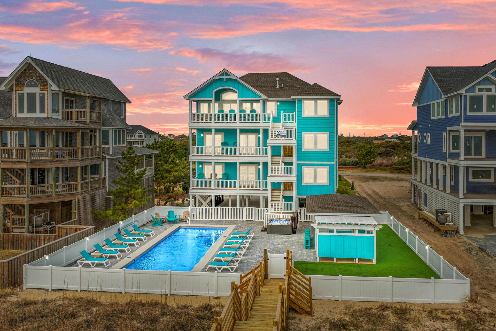 Surf Or Sound Realty 1093 Hatteras Holiday Home At Dusk 2 2