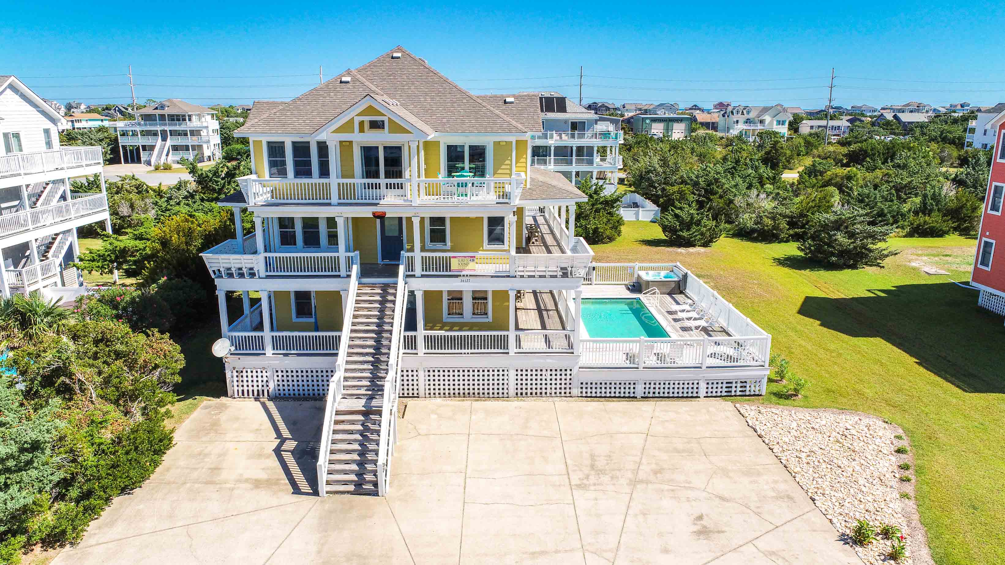 Surf Or Sound Realty 439 Calypso Exterior Drone Front View 3361092