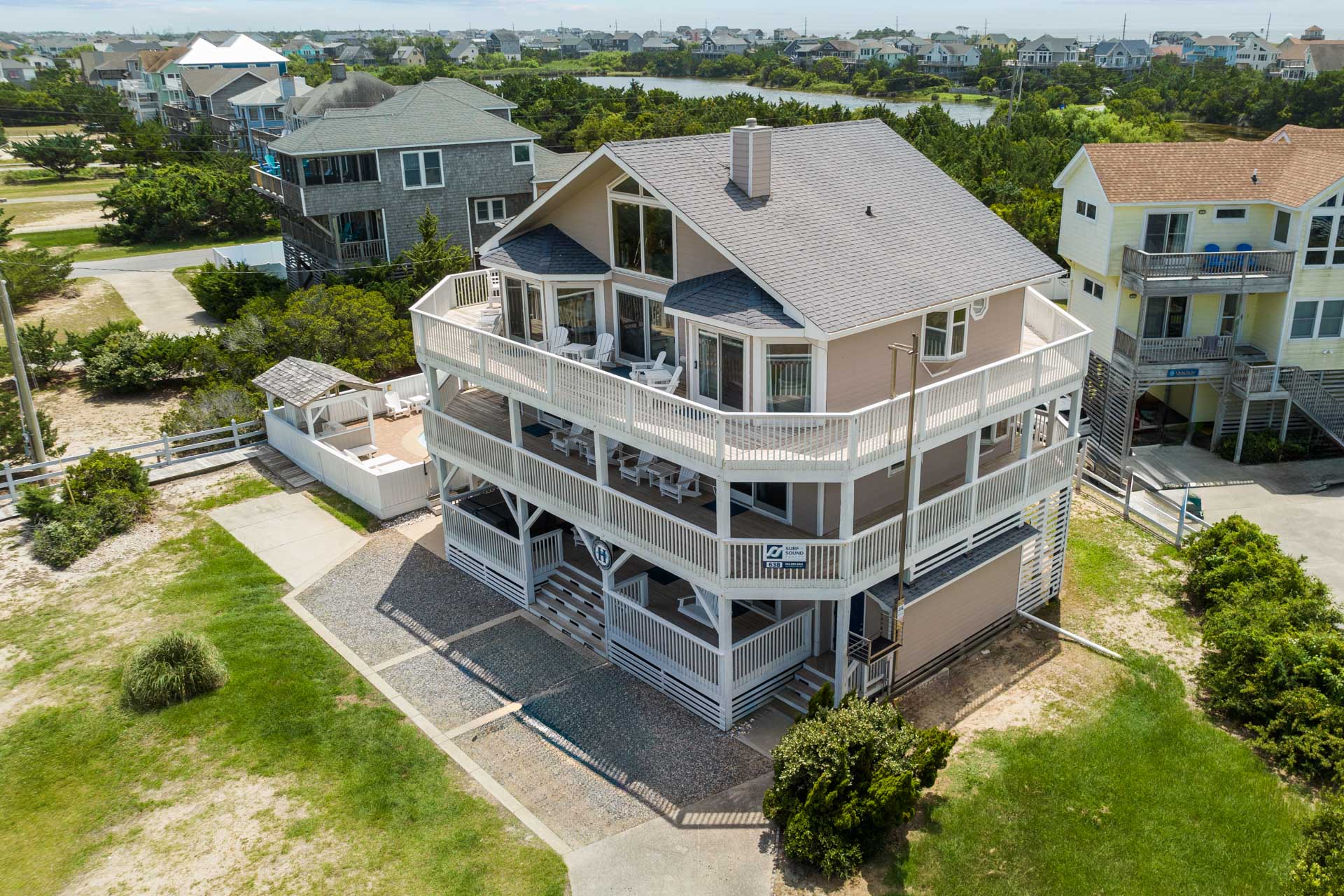 Surf Or Sound Realty 638 The Hatteras House Exterior Drone 7 3375456