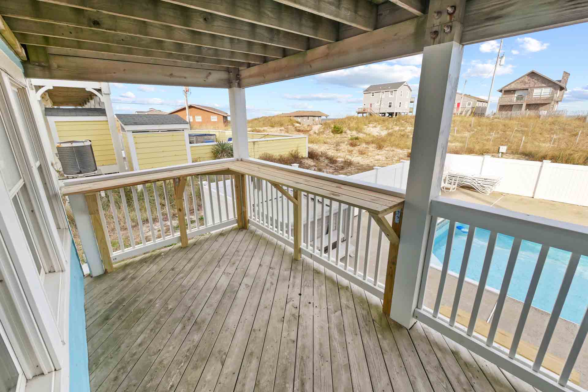 Surf Or Sound Realty 676 Casa Del Sol Deck View Outsie Of Game Room Ocean Side 3360477