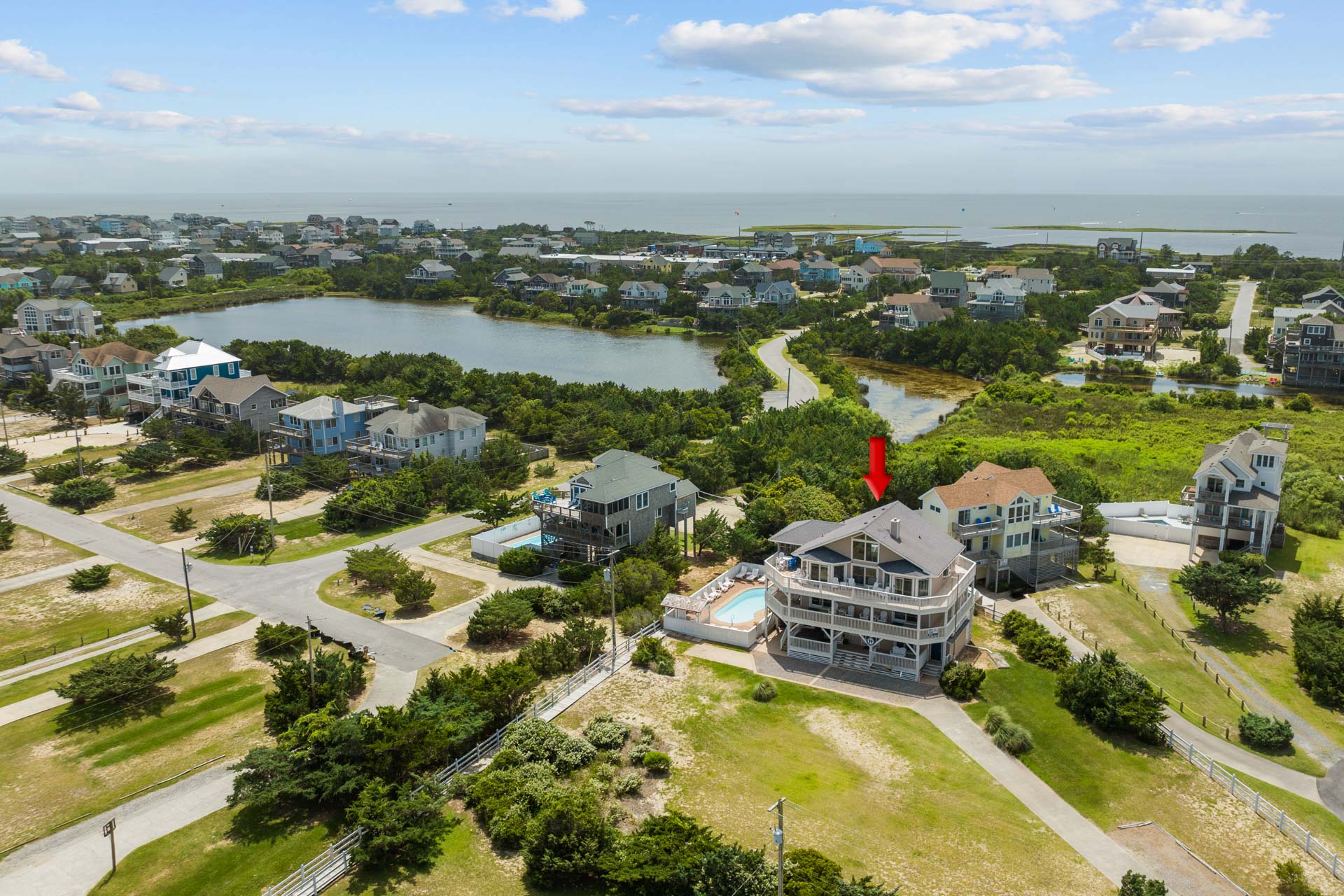 Surf Or Sound Realty 638 The Hatteras House Exterior Drone 8 3375457