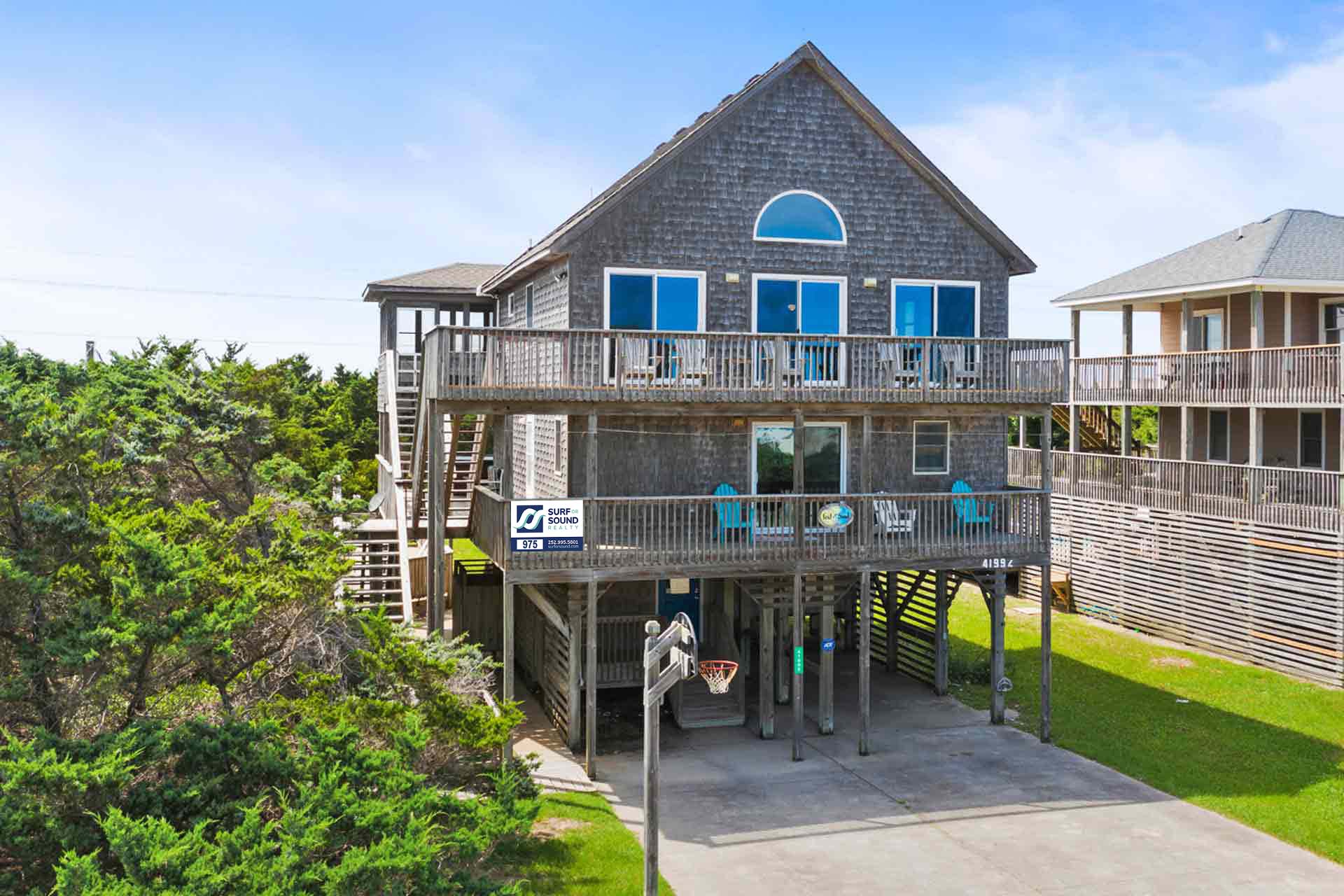 Surf Or Sound Realty 975 Feat In The Sand Drone Front Exterior Left