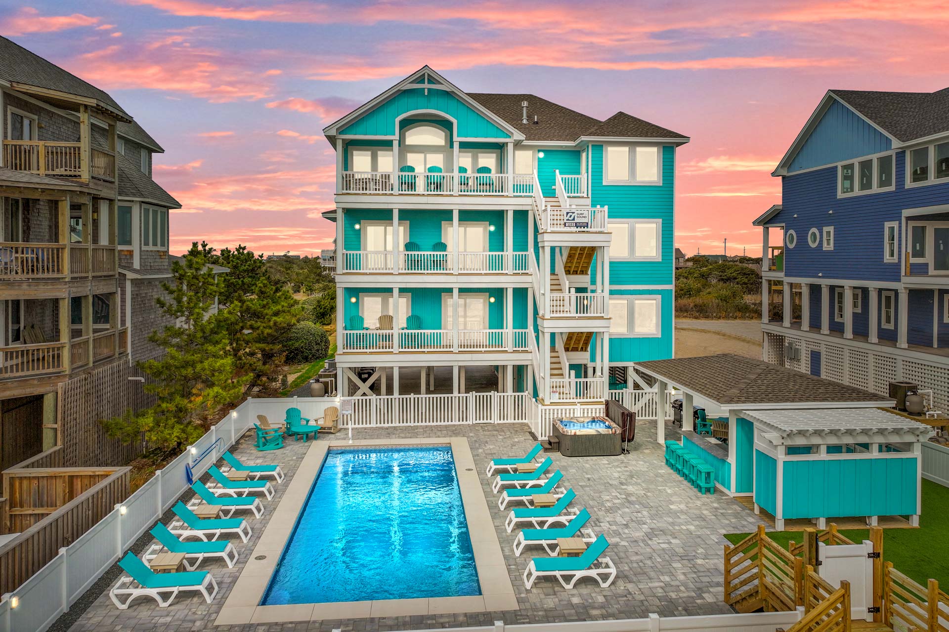 Surf Or Sound Realty 1093 Hatteras Holiday Home At Dusk 1 2