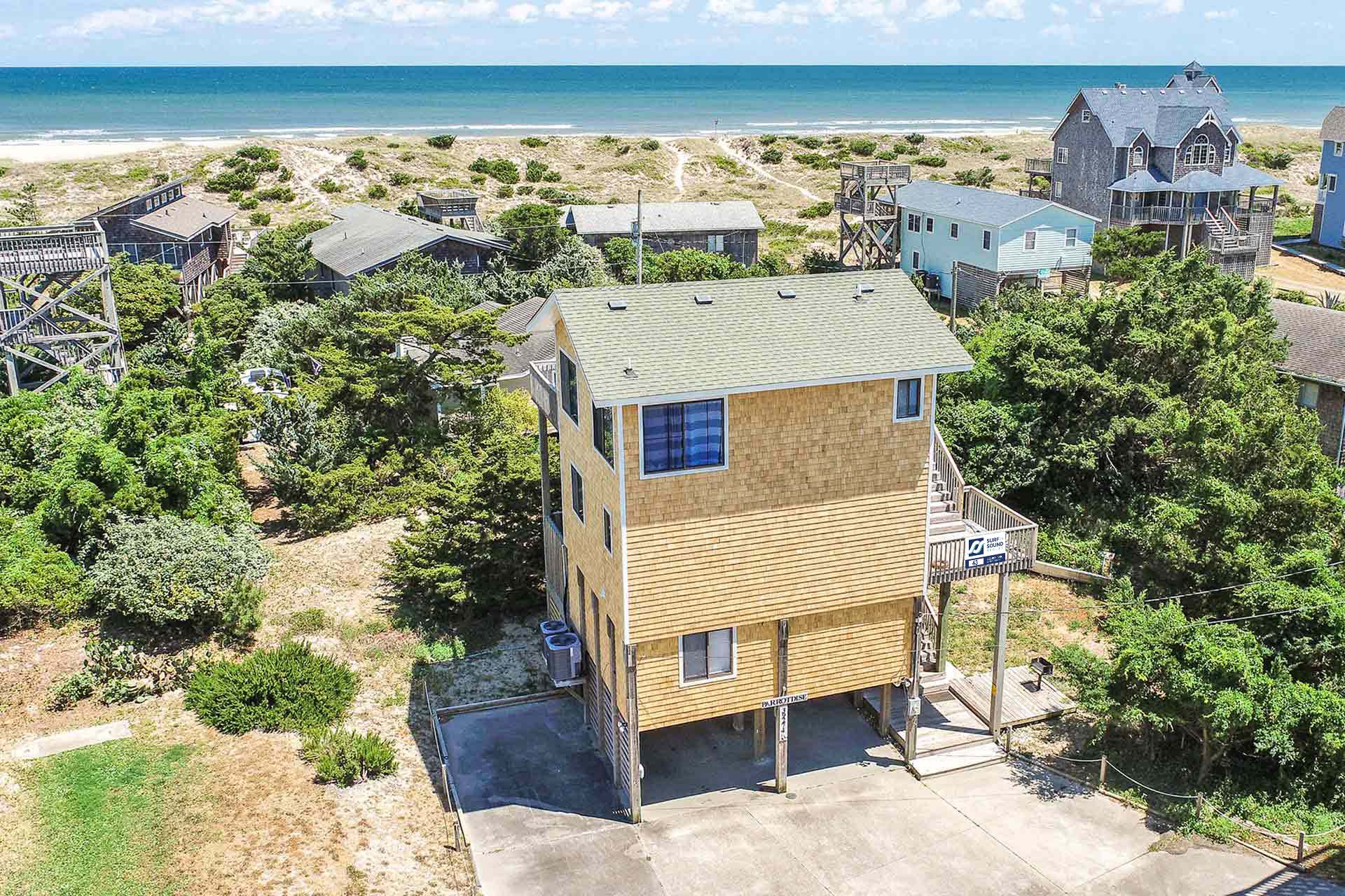 Surf Or Sound Realty 43 Parrotdise Drone Front Exterior